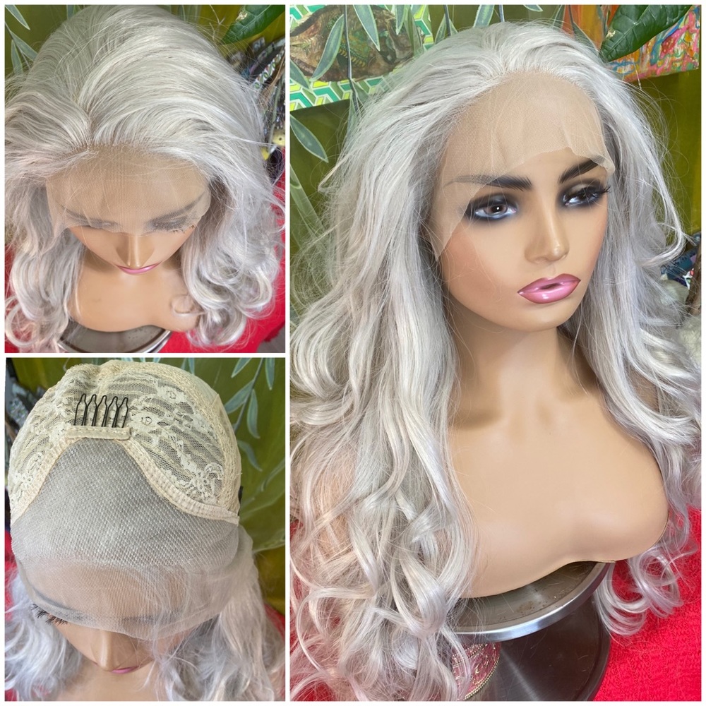 free part ash white full lace front wig